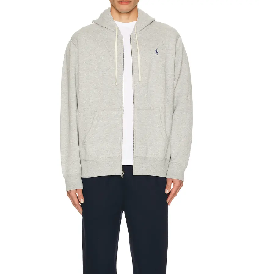 Polo Ralph Lauren 安多弗麻灰色全拉链连帽卫衣