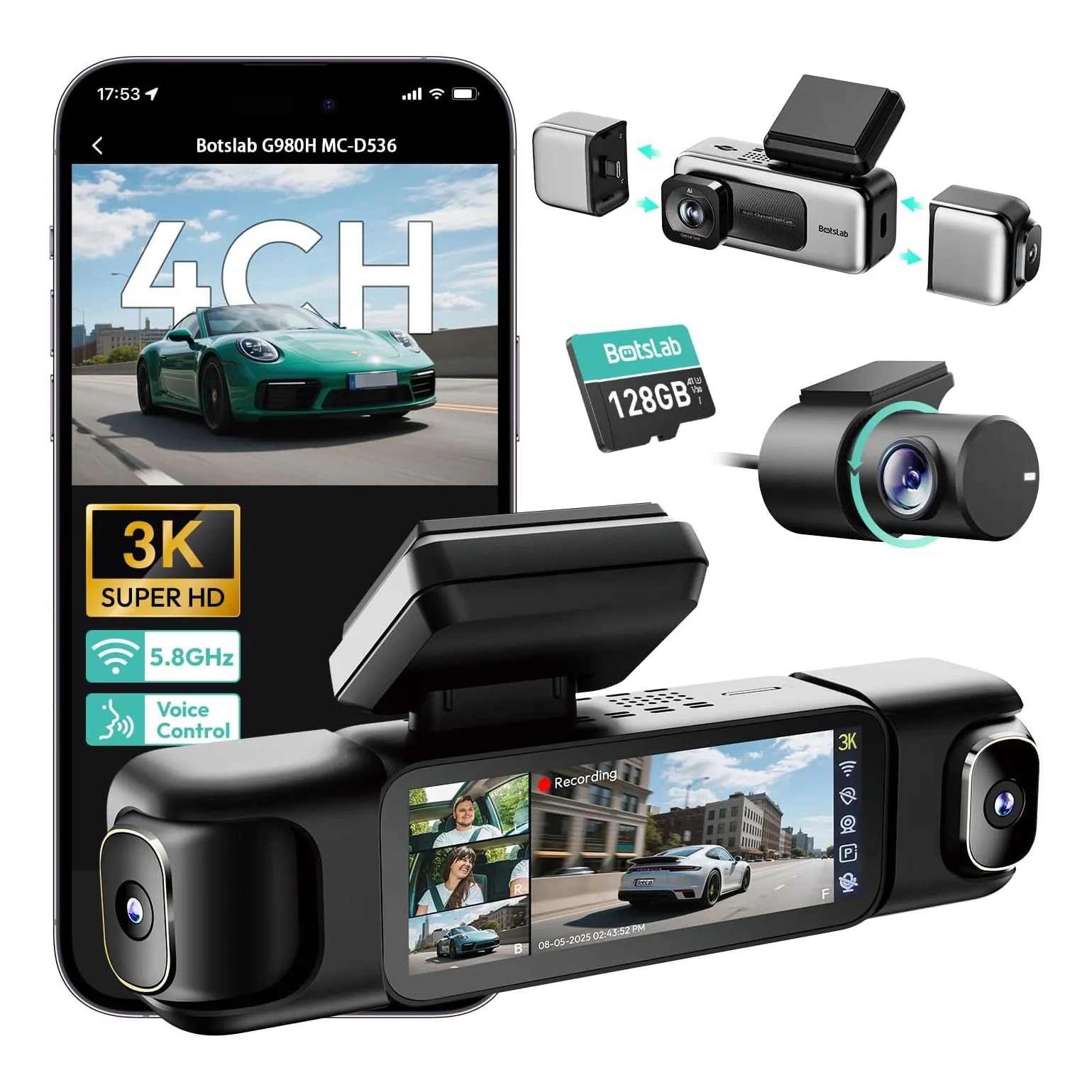 BOTSLAB 4 Channel 360° Dash Cam