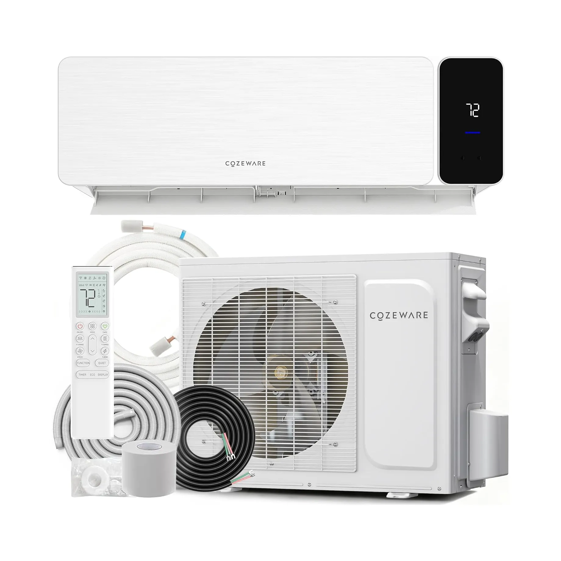 9000 BTU Mini Split AC/Heating System 115V 18 SEER2 Ductless