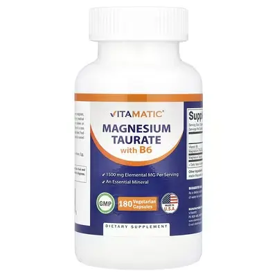 Vitamatic, 牛磺酸镁 B6，180 粒素食胶囊