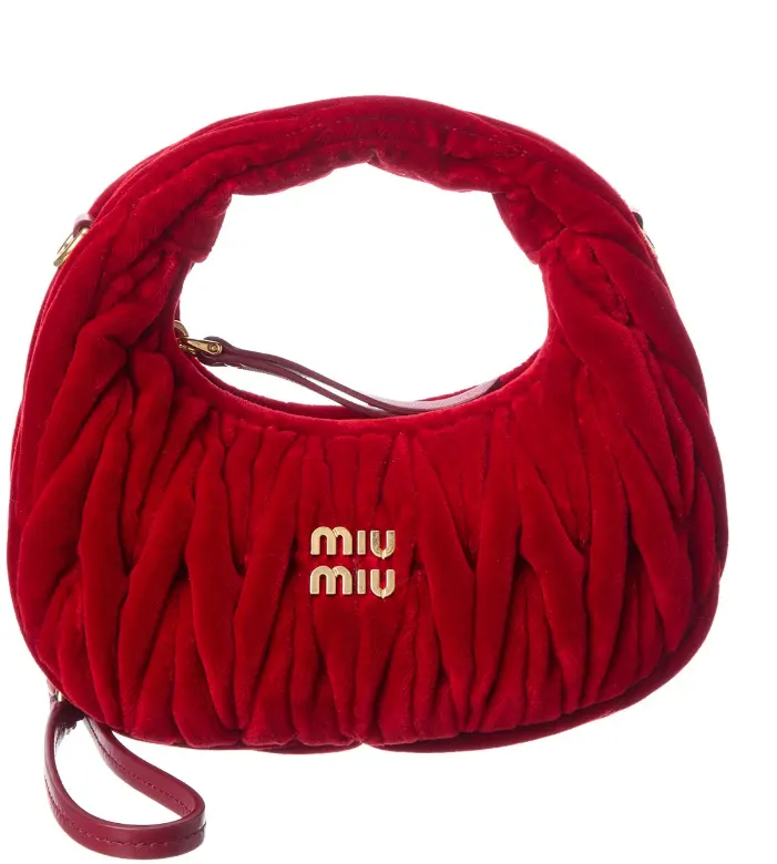 Miu Miu  张元英同款红丝绒Matelassé 天鹅绒单肩包