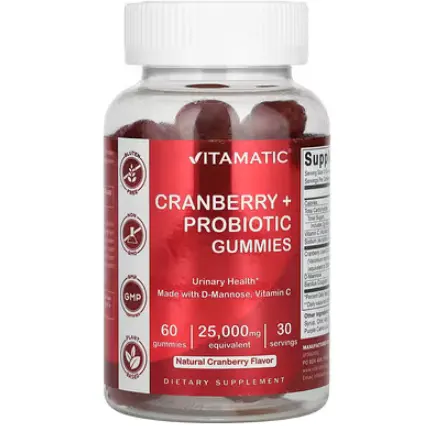 Vitamatic, 蔓越莓益生菌软糖，天然蔓越莓味，60 粒软糖