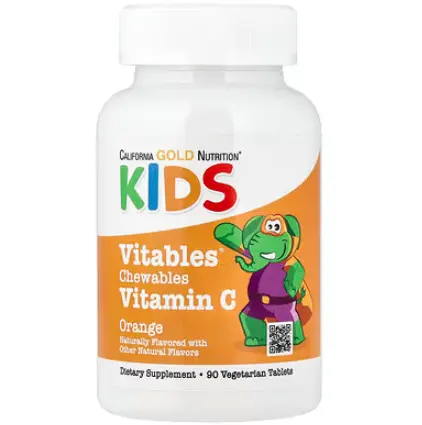 California Gold Nutrition, Vitables®，儿童维生素 C 咀嚼片，含生物类黄酮，橙味，90 片素食片