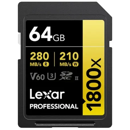 雷克沙（Lexar）GOLD系列专业级 1800x UHS-II SDXC 存储卡（64GB）